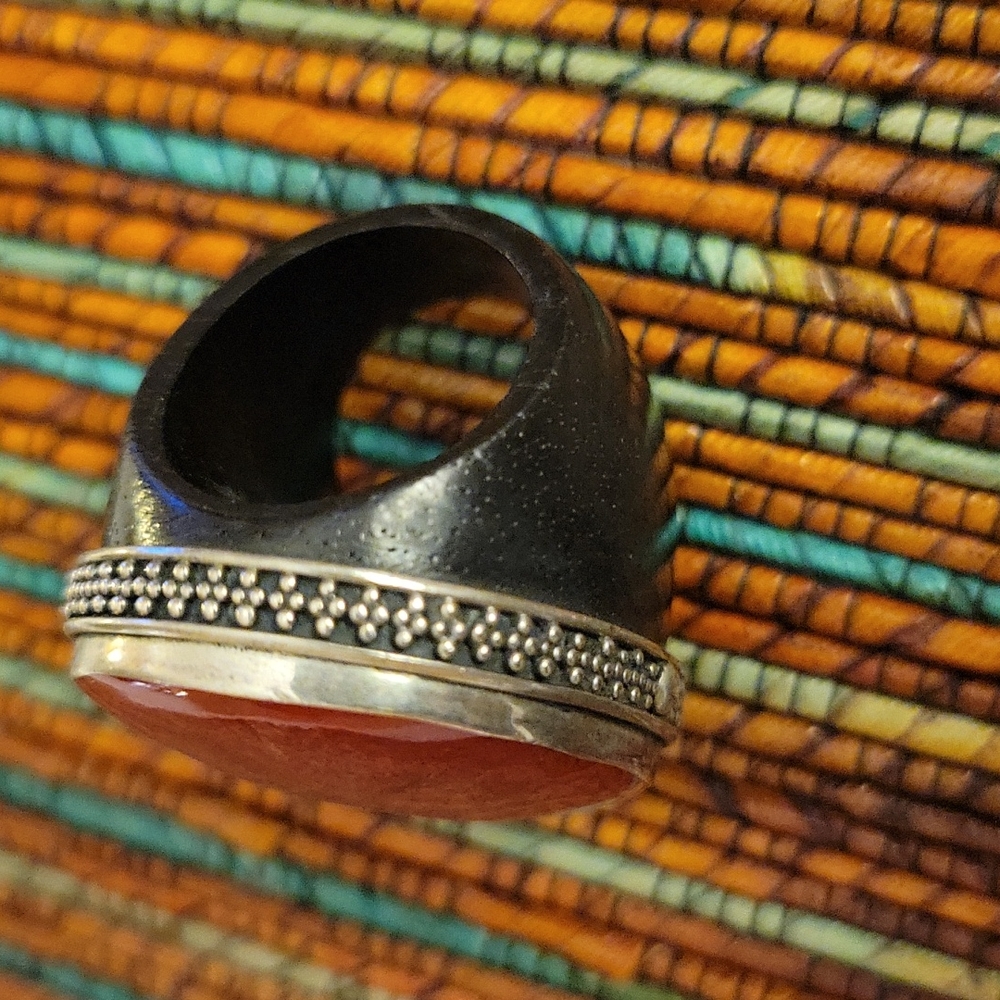 Handmade Statement Bohemian Carnelian Sterling Ring size 7